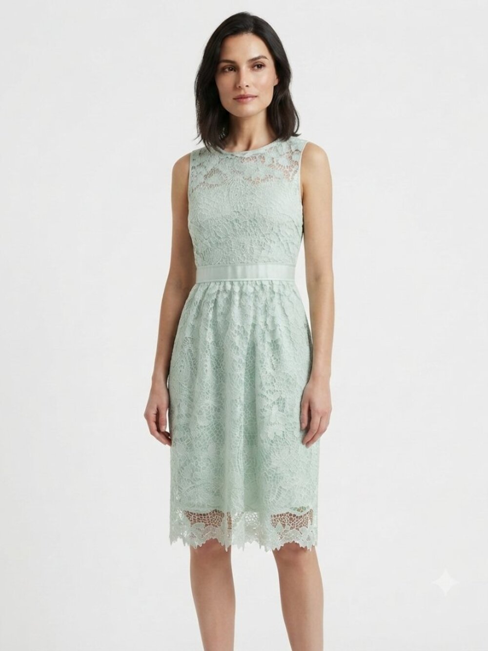 ADRIANNA PAPELL MINT GREEN FLORAL EMBROIDERED SLEEVELESS COCKTAIL DRESS - 6
